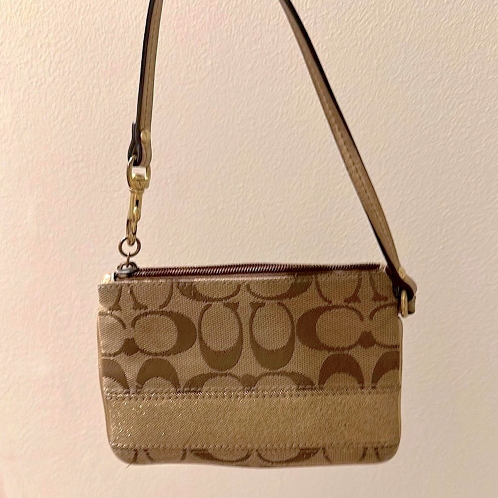 Coach Brown and Gold Wristlet